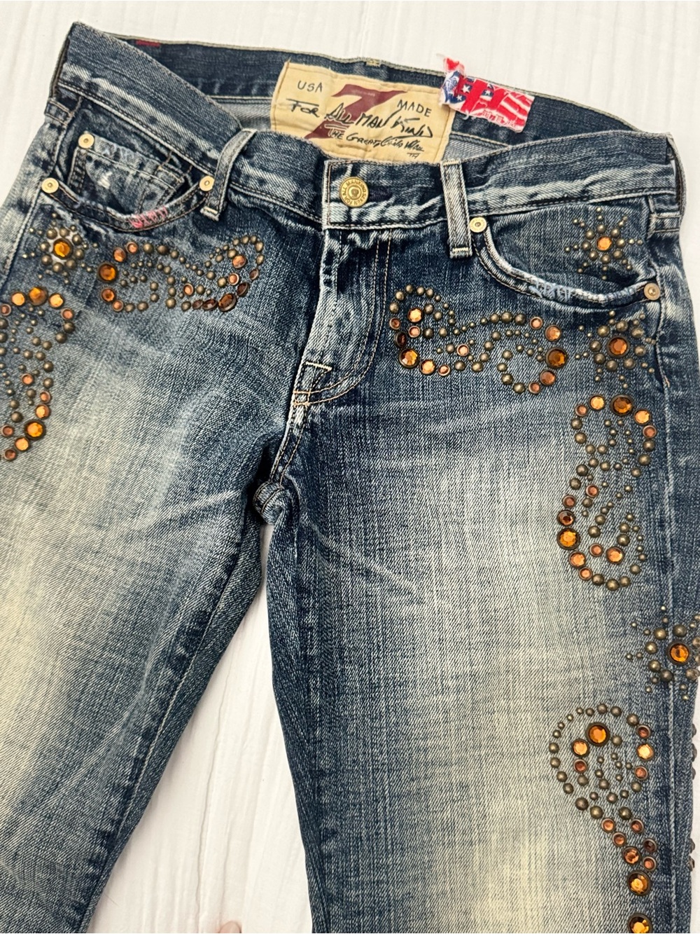 Vintage 7 For All Mankind- Swarovski Studded Jeans- Like NEW